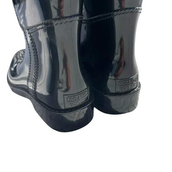 COACH Rainboots Talia Rub / Mat Black Boots Women’s Size 6 - Picture 8 of 8
